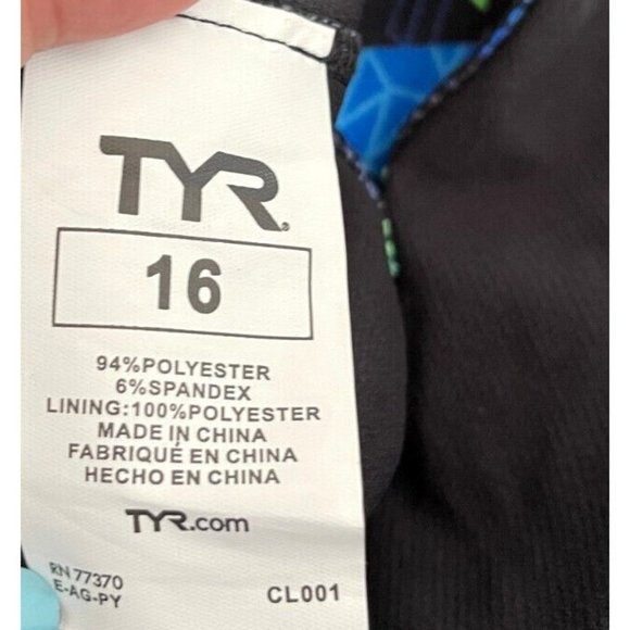 TYR DuraFast Elite Kaleidoscope DiamondFit One Piece Swimsuit Blue Green Size 16 - Picture 4 of 7